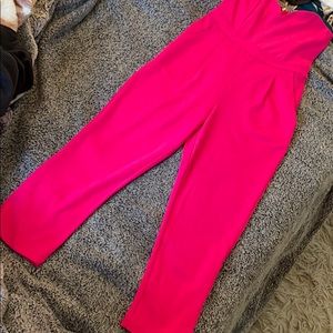 Express hot pink full pant jumpsuit